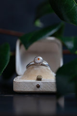 Silver Clementine Orange Garnet Stacking Ring - Current Design - Size J