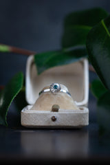 Blue Tourmaline Swirling Sepal Stacking Ring - Silver and Tourmaline - Current Design - Size K