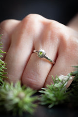 Peridot Swirling Sepal Stacking Ring - Silver and Peridot - Current design - Size K