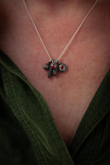 Red Garnet Five Pollen Cluster Necklace - Oxidised Silver and Garnet - Current Design