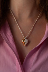 Large Two Part Heart Pendant Necklace