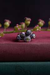 Five Peridot Pollen Stacking Ring Set