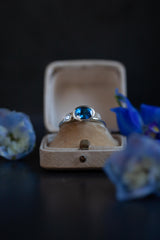 London Blue Topaz and Diamond Couplet Ring - 9ct White Gold