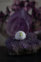 Serpent Eye Signet Ring with faceted Peridot