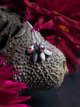 July Ruby Birthstone 5 Pollen Charm Cluster Pendant Necklace