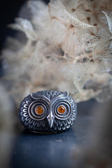 Owl Ring with Yellow Sapphires