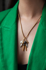 Dream Catcher Feather and Pod Cluster Pendant Necklace