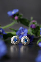 September Sapphire Bobbled Pollen Stud Earrings