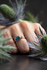 London Blue Topaz and Diamond Couplet Ring - 9ct White Gold