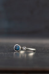 London Blue Topaz and Diamond Couplet Ring - 9ct White Gold