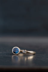 London Blue Topaz and Diamond Couplet Ring - 9ct White Gold