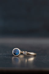 London Blue Topaz and Diamond Couplet Ring - 9ct White Gold
