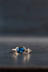 London Blue Topaz and Diamond Couplet Ring - 9ct White Gold