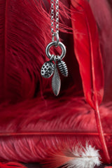 Three Pod Feather Cluster Pendant Necklace