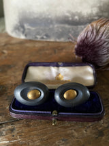 Oxidised Silver Large Oval Egg Cuff with Matte Yellow Gold Plated Silver detachable Oval Studs