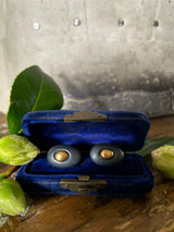 Small Oxidised Silver Oval Egg Cuff with detachable matte Gold Plated Silver Small Oval Studs