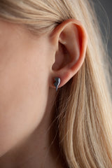 Tiny Two Part Heart Earrings - Spotted Rose Gold plated Silver / Silver plain - Past Design