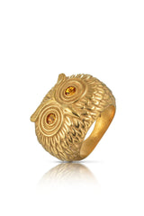 Owl Ring with Yellow Sapphires