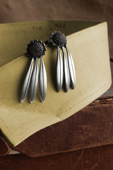 My Aster Daisy Drop Earrings feature a domed beaded flower head with three petals dropping down
