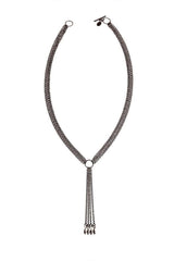 Four Chain Rice Pearl Drop Necklace