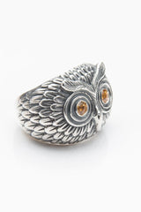 Owl Ring with Yellow Sapphires