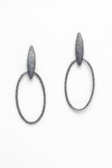 My Petal Oval Hoop Earrings in oxidised silver