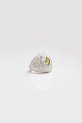 Serpent Eye Signet Ring with faceted Peridot