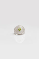 Serpent Eye Signet Ring with faceted Peridot