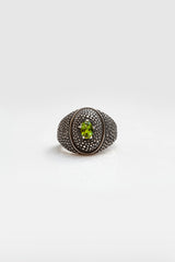 Serpent Eye Signet Ring with faceted Peridot