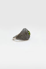Serpent Eye Signet Ring with faceted Peridot