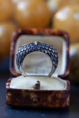 Top view of Owl Ring with Yellow Sapphires
