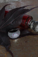 My chunky RuBubble Ring is highly textured with beads of silver and set with 7 rubies.