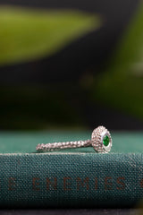 My Bobbled Pollen Stacking Ring has a bobble textured disc set with Tsavorite Green Garnet