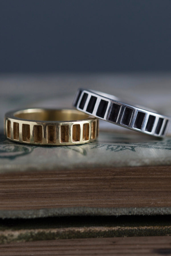 My understated Window Box ring is made from traditional eternity ring settings used just as they are