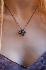 February Amethyst Birthstone 5 Pollen Charm Cluster Pendant Necklace