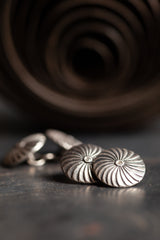 Diamond  Catherine Wheel Chain Link Cufflinks