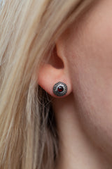 January Red Garnet Bobbled Pollen Stud Earrings