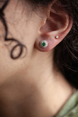 January Green Garnet Bobbled Pollen Stud Earrings