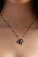 February Amethyst Birthstone 5 Pollen Charm Cluster Pendant Necklace