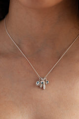 March Aquamarine Birthstone 5 Pollen Charm Cluster Pendant Necklace