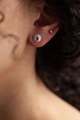 July Ruby Bobbled Pollen Stud Earrings