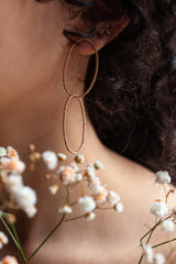 Double Oval Bobbled Hoop Drop Earrings