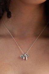 November Swiss Blue Topaz Birthstone 5 Pollen Charm Cluster Pendant Necklace