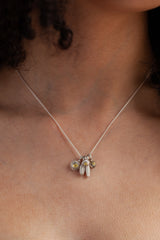 November Yellow Topaz Birthstone 5 Pollen Charm Cluster Pendant Necklace