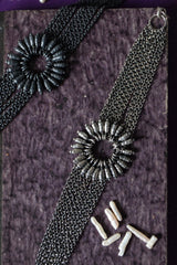 My Rice Pearl Bracelet with multiple chains and a central flower of cast silver rice pearl beads