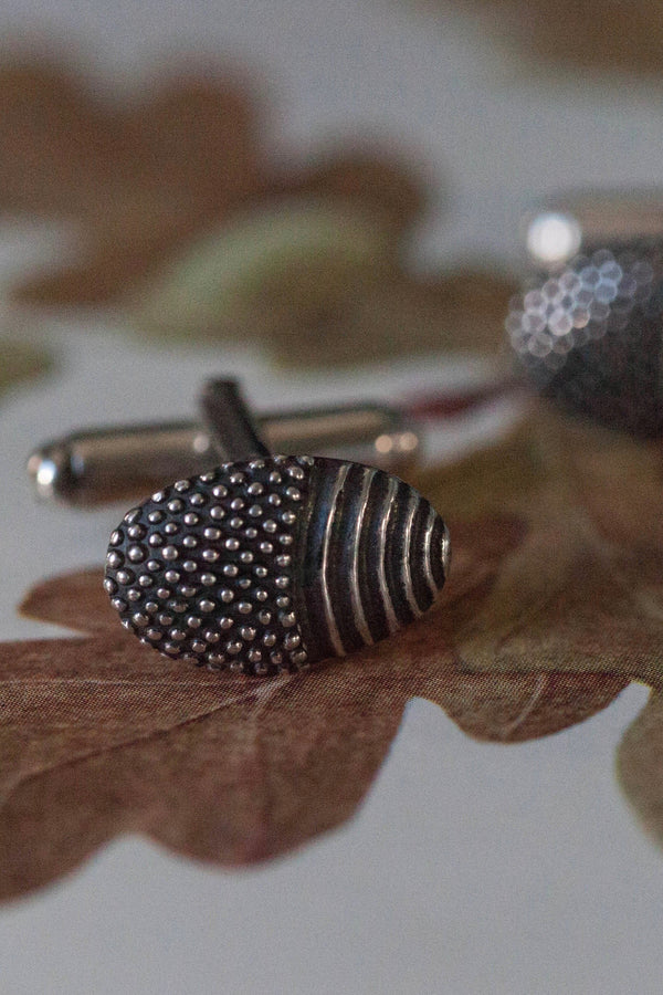 My Spotted Acorn Cufflinks are half embellished with my signature spots and half with striped cups