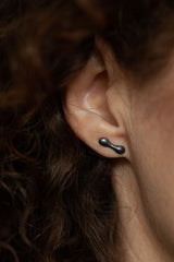 Sycamore Studs - Oxidised Silver