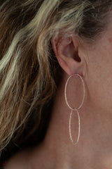 Double Oval Bobbled Hoop Drop Earrings
