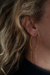 Double Oval Bobbled Hoop Drop Earrings
