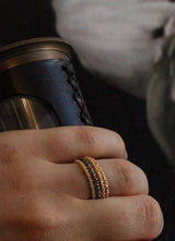 Group of my Mini Bobbled Stacking Rings worn stacked with others in different metal colours